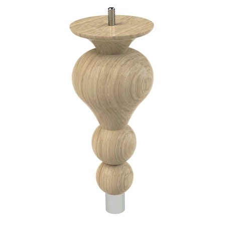 Designs Of Distinction 9" Tipt Toe Bun Foot with bolt and 1" Chrome Ferrule - White Oak 01242009WKCR6